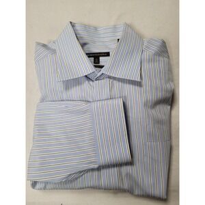 BCBG MAXAZRIA Mens XL 17 32/33 Modern Fit Blue Striped Dress Shirt Classic